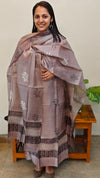 Light mauve block printed tussar silk suit