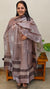 Light mauve block printed tussar silk suit