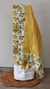 White and yellow printed tussar silk suit