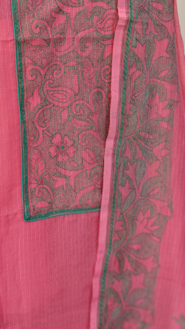 Pink and green net kota suit