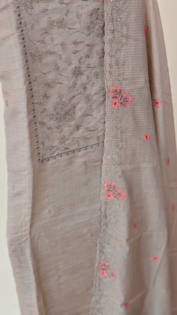 Ash semi crepe embroidered suit