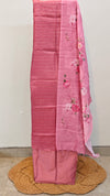Blush pink tussar silk suit with floral dupatta