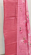 Blush pink tussar silk suit with floral dupatta