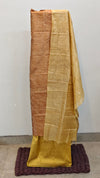 Mustard and brown tussar silk suit