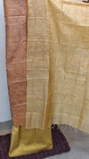 Mustard and brown tussar silk suit