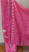 Pink embroidered net kota suit