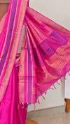 Magenta raw silk saree
