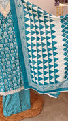 Teal cotton printed suit