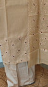 Beige embroidered net kota suit