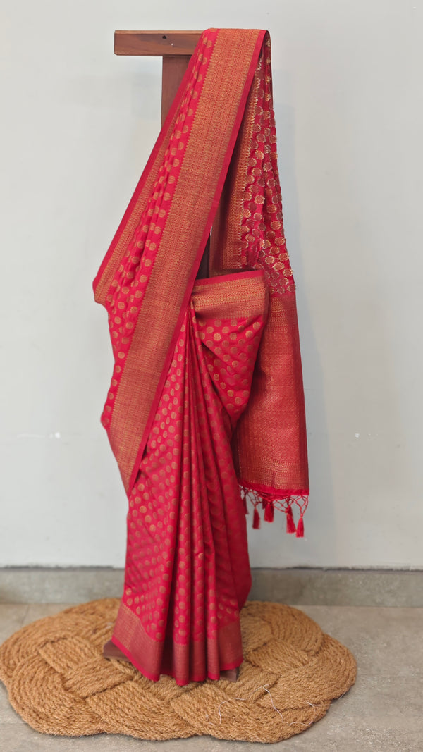 Red banarasi khatan silk saree