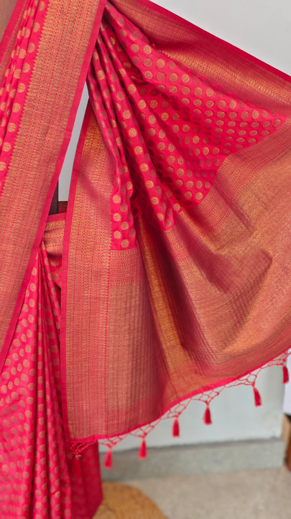 Red banarasi khatan silk saree