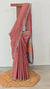 Brick red tussar silk saree with multi colour pallu