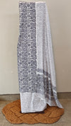 Grey and white block printed cotton suit