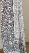 Grey and white block printed cotton suit