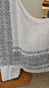 Grey and white block printed cotton suit