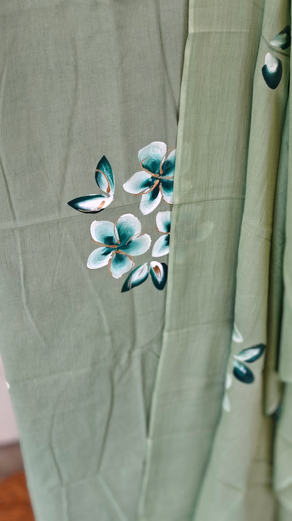 Green hand painted cotton suit