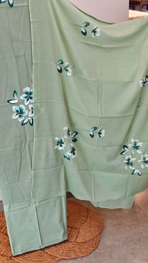 Green hand painted cotton suit