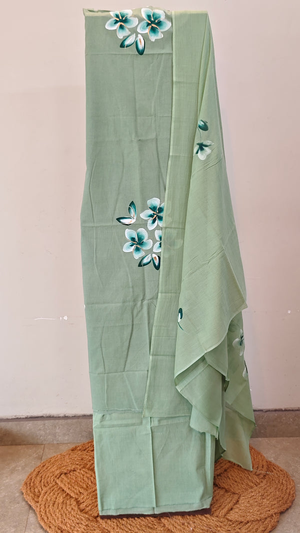 Green hand painted cotton suit