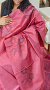 72PT - Pink painted tussar silk saree