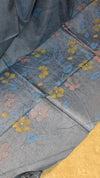 72PT - Dark blue hand painted tussar silk saree