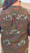 Dark green printed cotton kurti