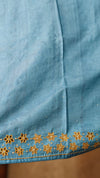 Powder blue cutwork tussar silk saree