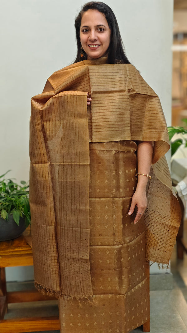 Golden brown tussar silk suit