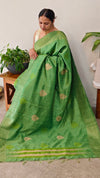 Green jute woven saree