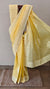 Yellow - Cotton applique on organdy saree