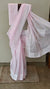 Baby pink - cotton applique on organdy saree