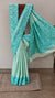 Aqua green matka cotton saree with aari embroidery