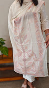 Off white printed kurthi set with dupatta