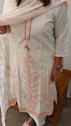 Off white printed kurthi set with dupatta
