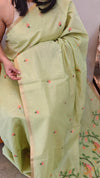 EX46 - Lime green Jamdani saree