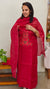 Red net kota suit with cross stitch embroidery