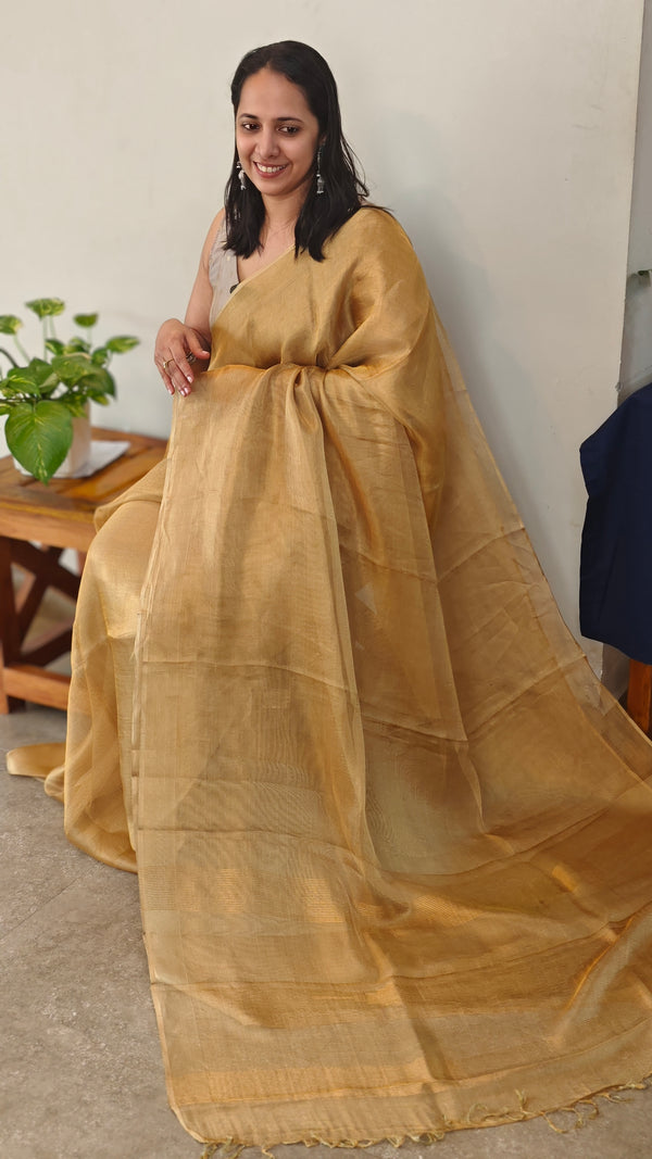 Golden tissue silk saree - 409TC