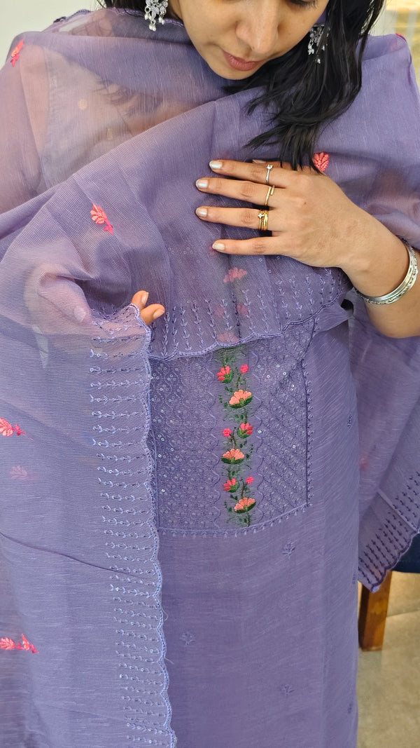 Lavender poly kota suit
