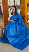 Cobalt blue woven tussar silk saree - 2490SM