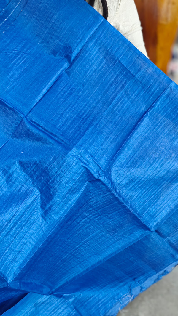 Cobalt blue woven tussar silk saree - 2490SM