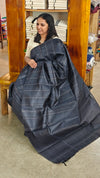 Dark grey woven tussar silk saree - 2490SM