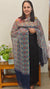 Black silky kota suit with printed dupatta