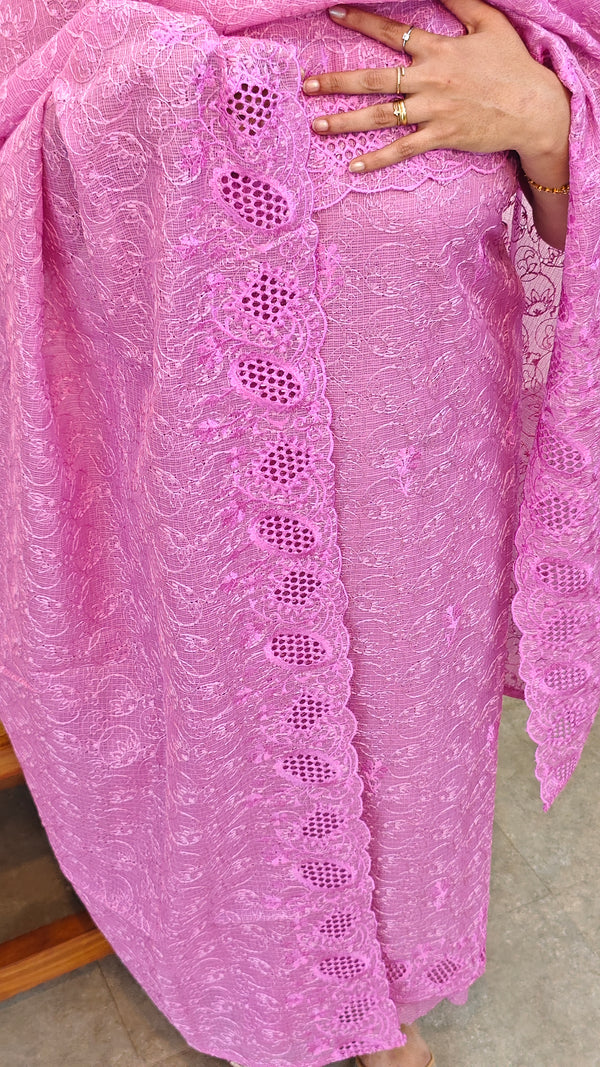 702CW - Lilac tepchi kota suit with cutwork embroidery