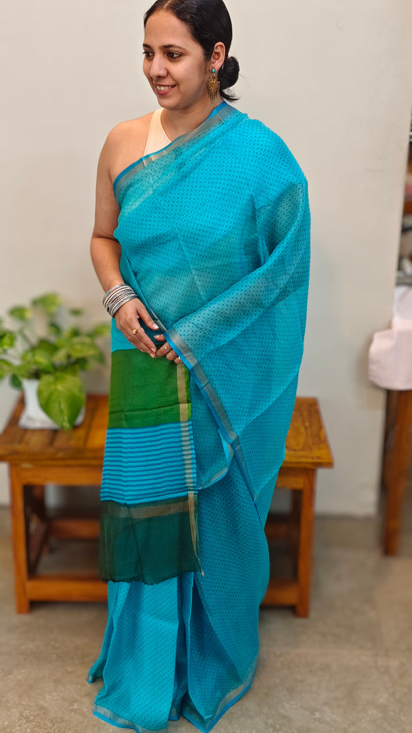 5KS1 Teal blue Kota silk saree
