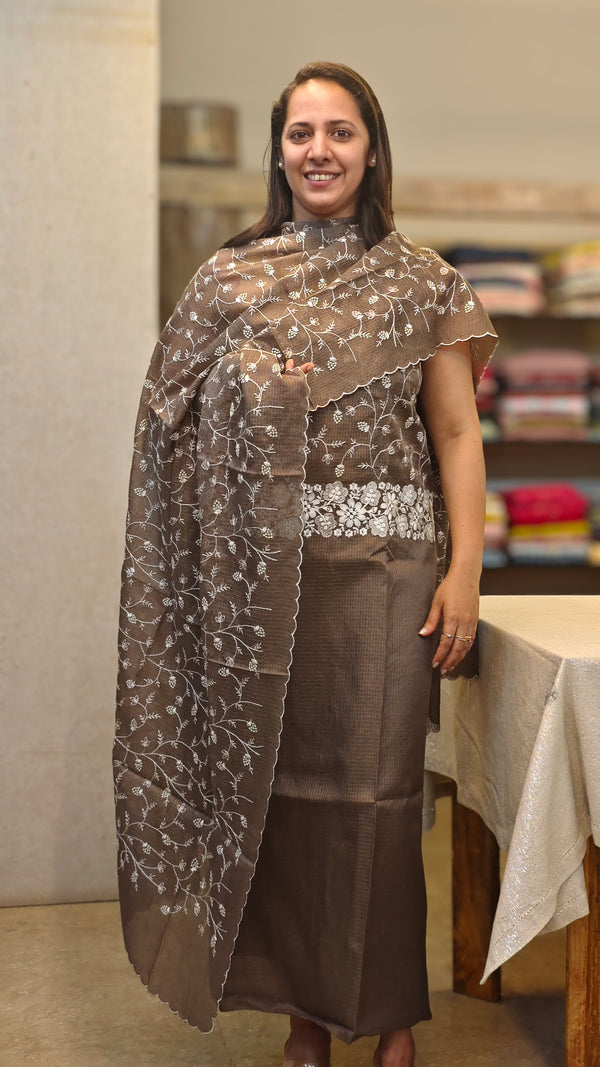 Taupe shade net Kota suit