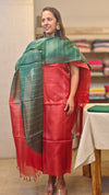 Red and Green Tussar silk suit