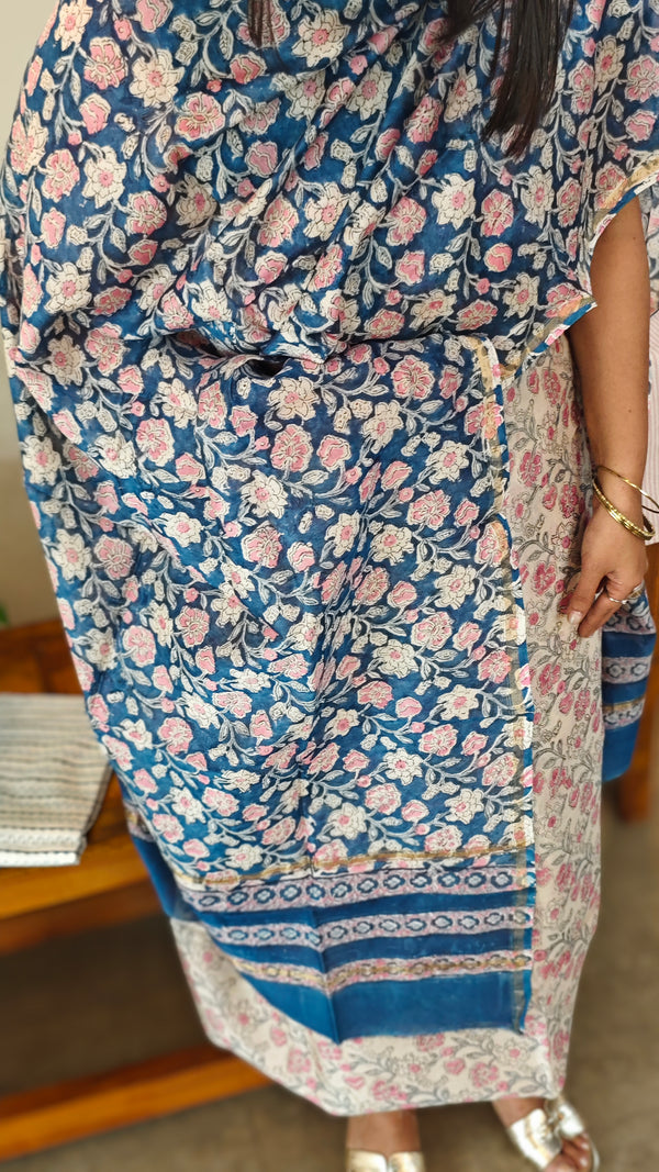 Printed chanderi suit