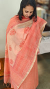 Orange Chanderi Block printed suit