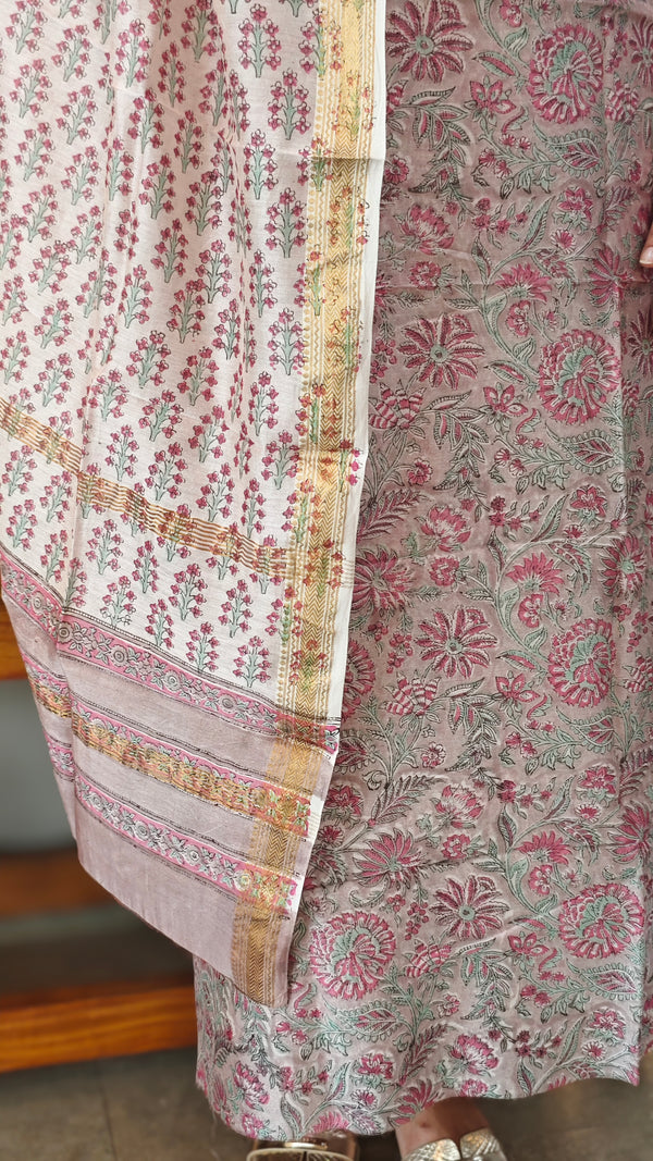 Block printed Maheshwari suit