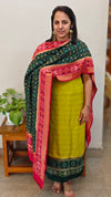 Lime Green and Dark Green Banarasi Suit