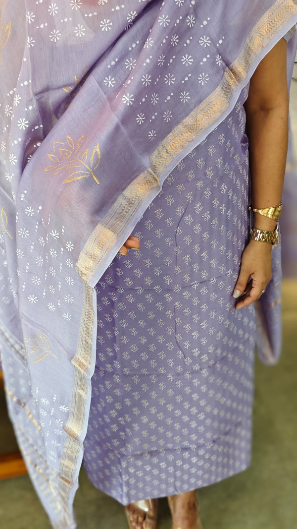 R521 - Lavender maheswari silk suit